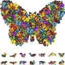 Butterfly Wooden Jigsaw Puzzle 127 Pieces, 17.5"x12.3" with Unique Shapes for Adults by WoodGalaxy