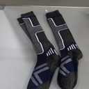 Merino Wool Ski Socks Women Men,2 Pairs Knee High Winter Warm Skiing Socks Performance Thermal Snowboarding Socks (Large, Black & Blue)