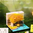 2026 Time Piece Calendar 3D Castle Desk Calendar Memo Pad Paper Tear Away Carving Art Notepad Gift for Valentine's Day Gift Housewarming Office Desktop Decoration (With Calendar & Light) (Marriage Tree - yellow)