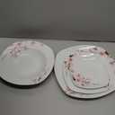 VEWEET Annie Porcelain Dinnerware for 6, 30-Piece Pink Floral Dish Set With Plates and Bowls Including Dinner, Dessert, Soup, Cups & Saucers