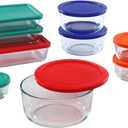 Pyrex Pyrex 1110608 781147970080 18piece glass food storage set with multicolor lids clear, 1.9 Pound