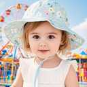 Baby Girl Sun Hat 2Pack Infant Toddler Swim Wide Brim Strap Bucket Hat with UPF 50+ Adjustable