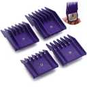 4 Pieces Professional A5-Style Animal Clipper Attachment Guard Guide Cutting Combs Set 76926-900, 1/8", 1/4", 3/8", 1/2", Compatible with Oster Classic 76 A5 Andis AG BG Wahl KM Pet Groomers (Purple)