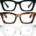 REAVEE Oprah Style Reading Glasses for Women, Blue Light Blocking Stylish Oversized Computer Readers Spring Hinge