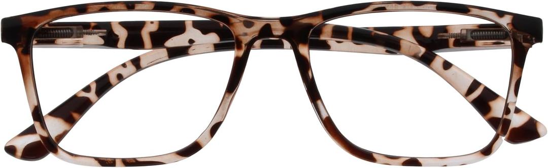 OPULIZE NYX Reading Glasses with Blue Light Blocking for Women Men, Rectangular Frame with UV & Eyestrain Protection, Anti-Glare Computer Gaming Glasses, Brown Tortoiseshell +0.0 (Pack of 1)