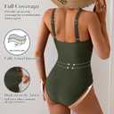 B2prity Women's Mesh One Piece Swimsuit Tummy Control Sexy Bathing Suit Push Up Swim Suit Slimming Swimwear (Brown, M)