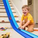 Flex Tracks 15 Ft Starter Set, Flexible Race Track for Kids 3+ with Strong Suction Cups, Flexible Car Track Race Car Ramp Track Compatible with 1/64 Diecast Cars, Portable Rolls Up Race Tracks