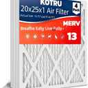 20x25x1 Air Filter MERV 13MPR 1900 (4-Pack) Electrostatic Pleated HVAC AC Furnace Filters, Effectively Filters Dust, Pollen, Pet Dander (Actual Size: 19.5x24.5x0.75 inches)