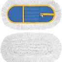 16 Inch Commercial Dust Mop Replacement Heads, 2 Pack Heavy Duty Industrial Cotton Mop Refill Pads Washable for Hardwood Vinyl Laminate Floors Kitchen Warehouse Courtyard Cleaning,Blue