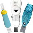 3 x Cup Lid Cleaning Brush, Multifunctional Set with 3 in 1 Lid Cleaner and Two 4 in 1 Cup Lid Cleaning Brushes, Cleaning Brush Tool for Bottles, Straws, Tumblers, Travel Mug Caps, Portable Kit (Blue)