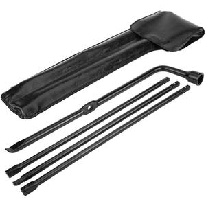 Spare Tire Tool Kit, Black Iron Super Duty Spare Tire Jack Lug Nut Wrench Handle Kit with Leather Case Replacement Spare Tire Repair Tool Fit for 350 450 550 2008-2016