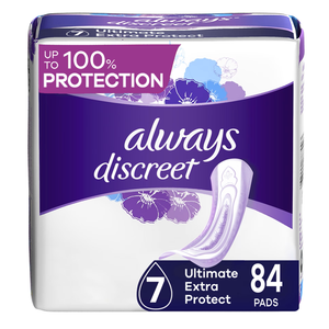 Always Discreet Ultimate Extra Protect Postpartum Incontinence Pads, Extra Heavy Absorbency, 84 Ct