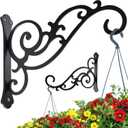 Hanging Planter Hooks 2 Pcs,Outdoor Hanging Brackets Wall Hook Heavy Duty Brackets,Black Iron Planters Hook Indoor/Outdoor Planter Hanger Brackets (12 inch)