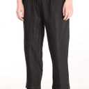 FTCayanz Women's Linen Harm Pants Summer Casual Cropped Pant Work Ankle Trousers with Pockets (Black, XL)