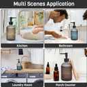 2 Pack 11oz Glass Soap Dispenser with Plastic Pump, Vertical Stripe Design Refillable Hand Soap Dispenser for Hand Wash, Bathroom and Kitchen
