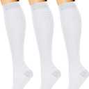 CHARMKING Compression Socks for Women & Men Circulation (3 Pairs) 15-20 mmHg is Best Support for Athletic Running Cycling (Small-Medium, 01 Black/Black/Black)