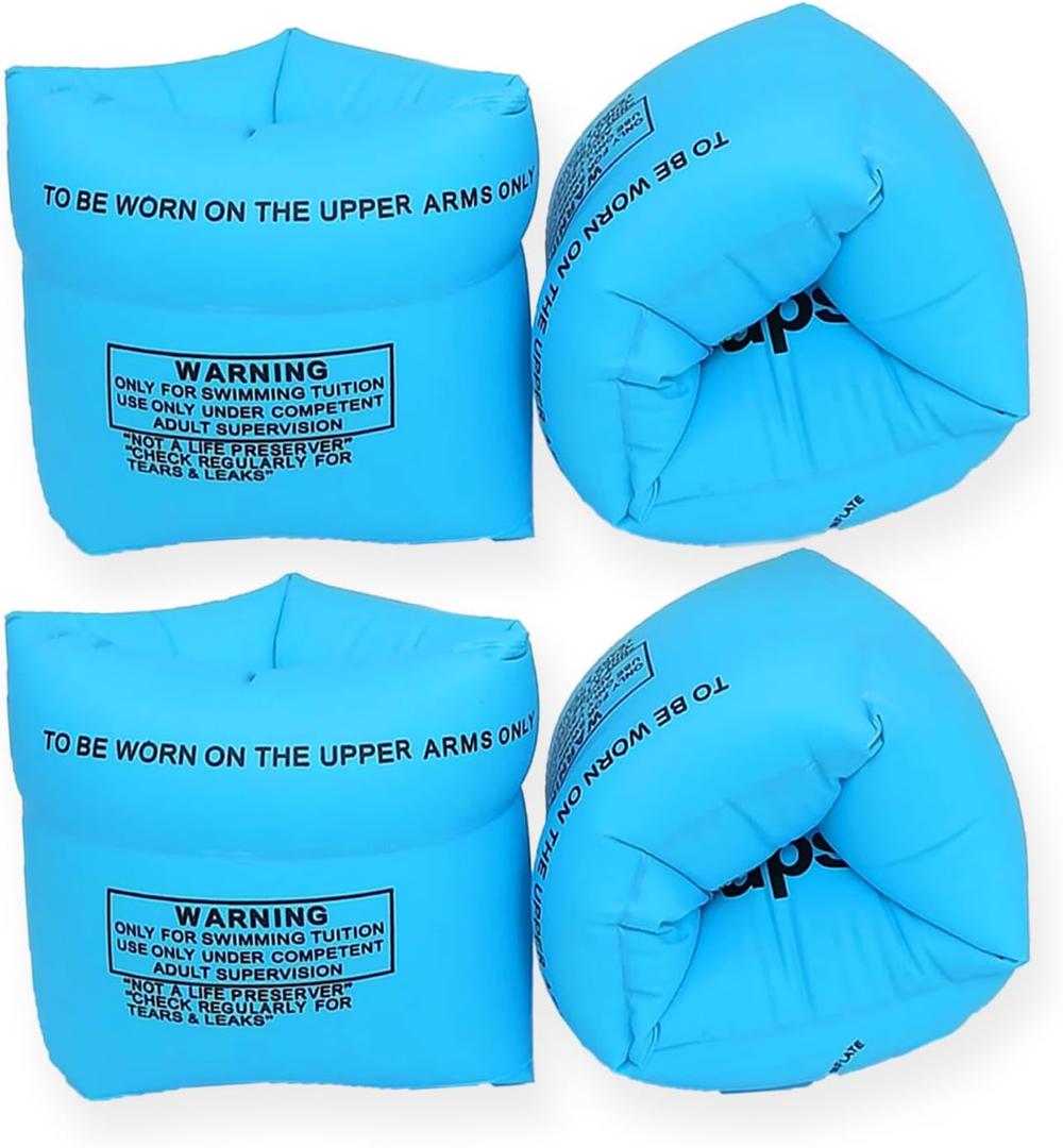 Arm Floaties for Beginner Swimmer, Inflatable Water Wings for Kids and Adults, Toddlers Floaties for Kids 6-12yrs, Swimming Pool Floats for Children and Adults 30-150LBS(4 Pieces) (Blue & Blue)