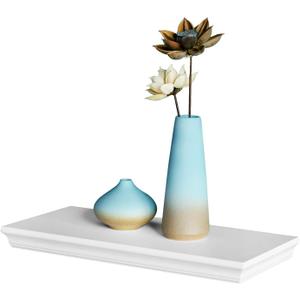 WELLAND 8" Deep Floating Shelves Wall Mounted Shelf (White, 16inch)