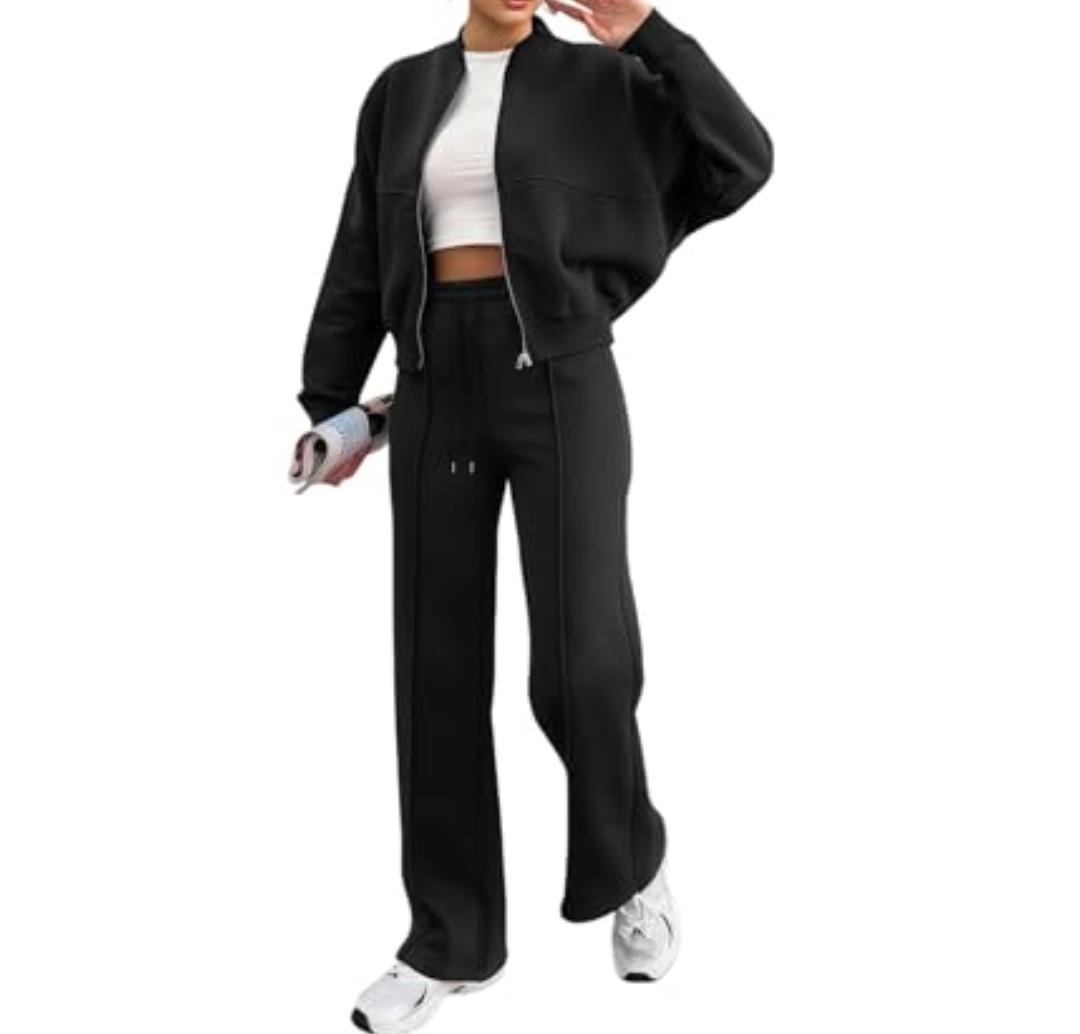 KESHEYOUXUAN Women's Two Piece Tracksuit, Lounge Sets for Women 2025 Sweatsuit 2 Piece Outfits Sweatshirt ，workout sets for women (US, Alpha, Size XXL, Regular, Regular, black)