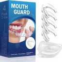 4 Pack Mouth Guard for Teeth Grinding, Clear Sleep Apnea Braces with a Triangular Storage Box, Reusable Dental Guards for Whitening Trays Stops Bruxism (2 Sizes for Adults & Kids)
