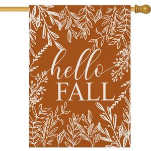 Thanksgiving House Flags for Outdoor Decoration, Hello Fall Maple Leaves Large Yard Flag, Decorative Autumn Seasonal Farmhouse Holiday Outside Decor 28x40 Inch Vertical Double Sided