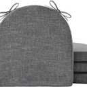 Chair Cushions for Dining Chairs with Ties and Removable Cover, Dining Kitchen Chair Pads with Non-Slip Bottom, High-Resilience Indoor Seat Cushions, 16'' x 16'' x 2'', Set of 4, Dark Grey