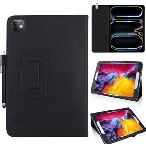 Case for iPad Air 11 inch M2 2024 (iPad Air 5th 2022/Air 4th 2020 10.9-inch), Slim Leather Folding Stand Full Protective Cover Case,with Stylus Pen,Screen Film (Black)