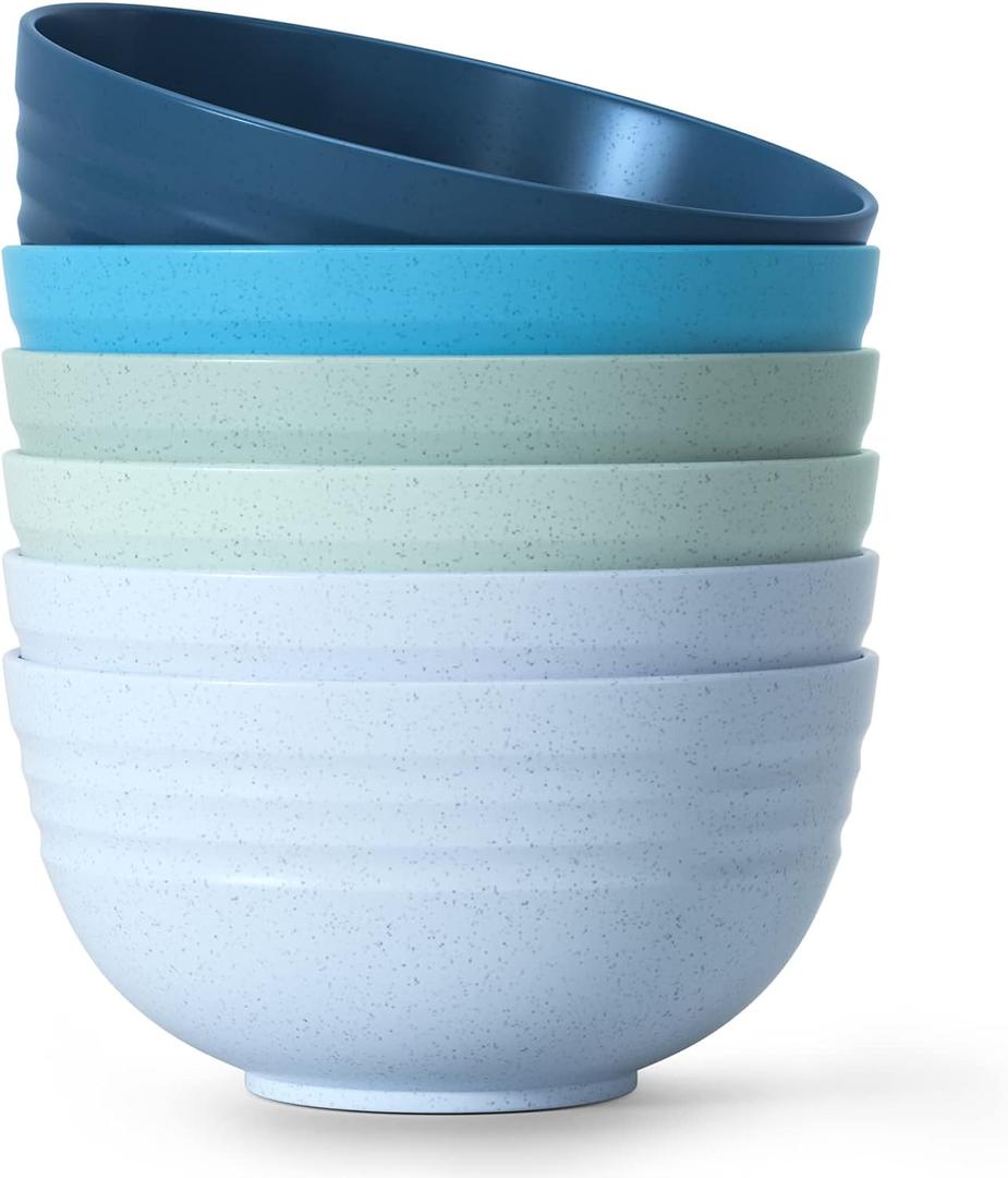 6 PcsUnbreakable Mixing Bowls Unbreakable Salad Bowls, 68 Ounces Microwave and Dishwasher Safe BPA-Free Serving Bowls for Cereal,Salad,Soup,Ramen,Noodle,Oatmeal,Snack Apply to Kitchen,Freezer (Gradient Blue)