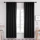 Deconovo Blackout Curtains, Thermal Insulated, W42 x L84 2 Panels, Back Tab, Machine Washable, Room-Darkening Drapes for Bedroom/Living Room Black