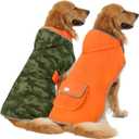 HDE Reversible Dog Raincoat Hooded Slicker Poncho Rain Coat Jacket for Small Medium Large Dogs Camo Orange - XXL