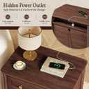 Huuger 27''H Tall Nightstands with Hidden Charging Station, Walnut