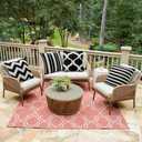 4 x OTOSTAR Set of 4 Waterproof Throw Pillow Covers 16x16 Inch Farmhouse Geometric Square Pillow Cases for Couch Patio Furniture Balcony Garden Outdoor DecorationGeometry70-Black