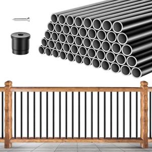 101 Pack Deck Balusters 36" x 3/4" Black Round Aluminum Balusters, Round Black Deck Railing Stair Porch Staircase Spindles Indoor Outdoor Balusters for Deck Railing Spindles with Balusters Conectors 101 Pack Deck Balusters 36" x 3/4" Black Round Aluminum Balusters, Round Black Deck Railing Stair Porch Staircase Spindles Indoor Outdoor Balusters for Deck Railing Spindles with Balusters Conectors