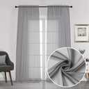 Chyhomenyc Charcoal Grey Sheer Curtains 108 Inch Length 2 Panels, Extra Long Light Filtering Solid Voile Window Drapes for Patio/ Living Room/ Wedding/ Party Ceremony, 2 Panels, 9FT Length
