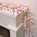 DR.DUDU Valentines Garland, 6 FT Lighted Garlands for Mantle with Heart Lights Pink Feather Red Berry, Pre-lit Valentine Decorations for Fireplace Indoor Outdoor Home Table Party Wedding