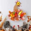 Thanksgiving Day Wreath for Front Door Fall Wreath with Sunflower Cute Doll Burlap Hat Gnome Pumpkin Pendant for Welcome Autumn and Harvest Festival