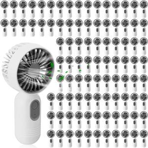 Rossesay 96 Pcs Mini Portable Fan Bulk Cute Handheld Lightweight Small Little Personal Hand Eyelash Fan 3 Speeds USB Rechargeable for Women Men Indoor Outdoor Makeup Travel (White)