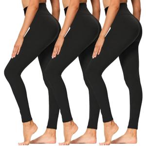 High Waisted Leggings for Women - Soft Athletic Tummy Control Yoga Pants for Cycling Dance Tights (Large-X-Large, 3 Pack Black)