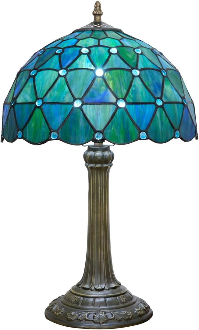 Tiffany Lamp Stained Glass Table Lamp Sea Blue Bedside Lamps Bedroom Living Room Dining Room Office Decoration Desk Lamp Home Decoration Creative Gift
