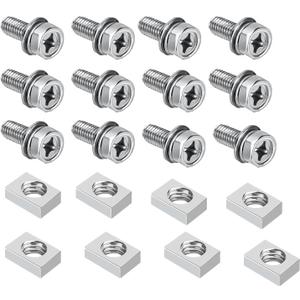 Motorcycle Battery Terminal Bolts and Nuts, SpzcdZa M6x16mm 20pcs 304 Stainless Steel ATV Battery Bolt Motorcycle Battery Terminal Screws with Square Nuts