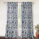 DriftAway Linen Floral Paisley Navy Blue Blackout Curtains for Living Room Bedroom 84 Inch Length 2 Panels Lined Back Tab Window Drapes Thermal Farmhouse Country Jacobean Curtains