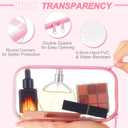 Hoolerry 3 Pcs Clear Hard Zipper Case Hard Plastic Zipper Pouch Makeup Bag Portable Travel Organizer for Cosmetics, Office Supplies, Documents & Toiletries(Pink,S)