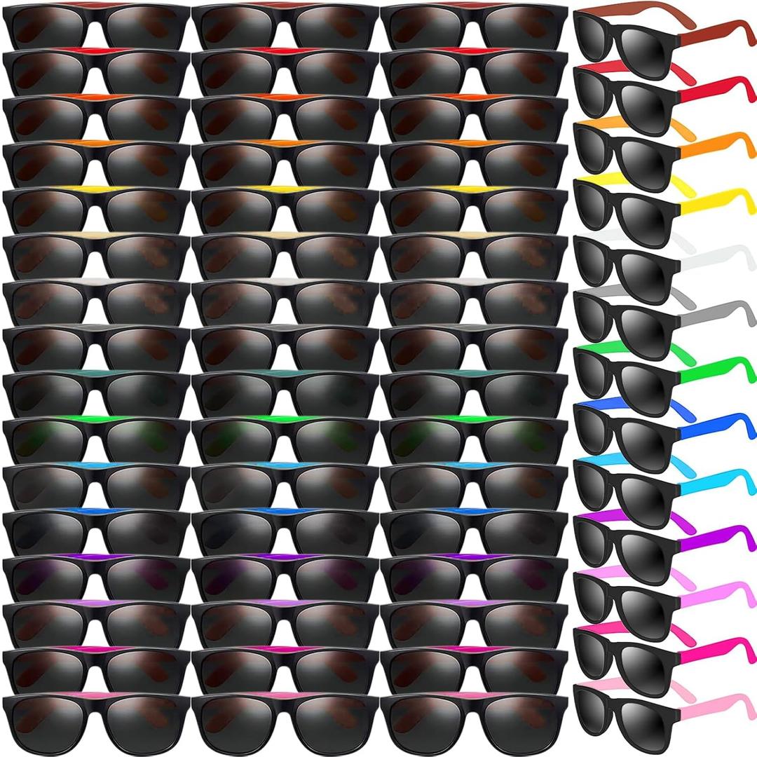 60 Pack Neon Sunglasses - 10 Colors, 80's Style Novelty Sunglasses for Classroom Prize, Goody Bag Filler, Birthday Party, Kids to Adults