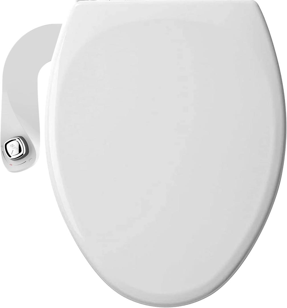 Mayfair Linden Bidet Bundle, Slow-Close Never Loosen Toilet Seat with Perfect Fit, Fresh Water Spray, Non-Electric, Easy to Install Bidet, ELONGATED, White