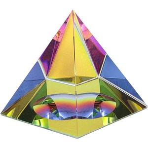 OwnMy 4" Crystal Pyramid Iridescent Suncatchers Crystal Prism Rainbow Color Prism Desk Ornament Glass Paperweight Pyramid with Gift Box for Decoration Gift Collection (100MM / 4")