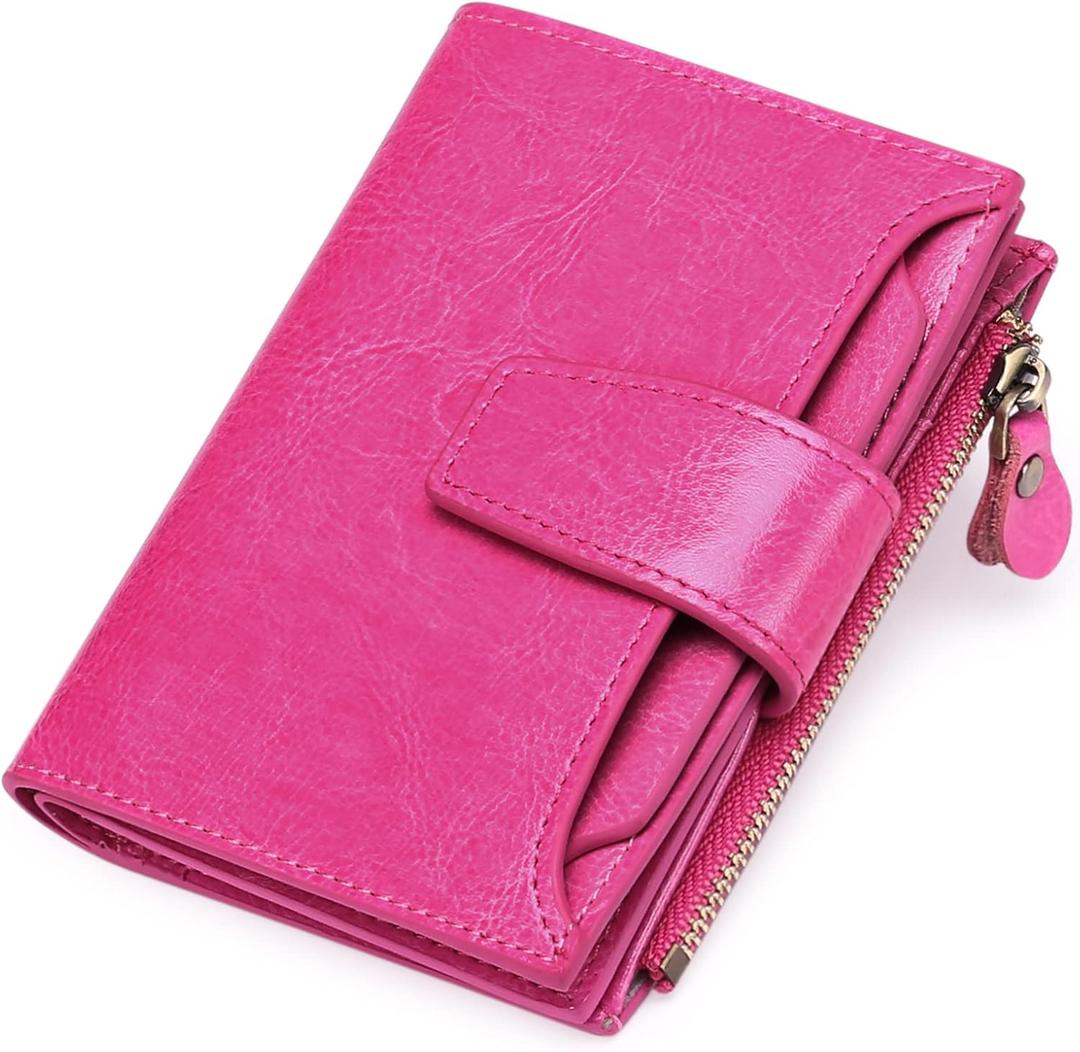 FALAN MULE Small Wallet for Women Leather Bifold Compact RFID Blocking Small Womens Wallet Purse