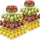 4 Tier Cupcake Stand Set of 2, Square Clear Acrylic Tiered Dessert Display Holder for 50 Cupcakes, Premium Cupcake Tower for Weddings, Birthdays, Party Decor