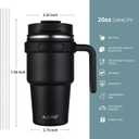 ALOUFEA 20 oz Insulated Coffee Mug Tumbler with Handle, Stainless Steel Travel Mug Tumbler with Lid and Straw,Double Wall Vacuum Leak Proof Ice Coffee Thermal Cup,Sage