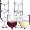 US Acrylic Stackable 8 ounce Plastic Wine Stems in Clear | Set of 8 Reusable, BPA-free, Made in the USA, Top-rack Dishwasher Safe