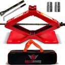 Scissor Jack Kit - 2 Ton (4,400 lbs) - Extra Wide Base - Universal Car Tool Kit with Ratchet & Lug Wrench - All-in-One Portable Emergency Case for Vehicle Lift & Tire Changes
